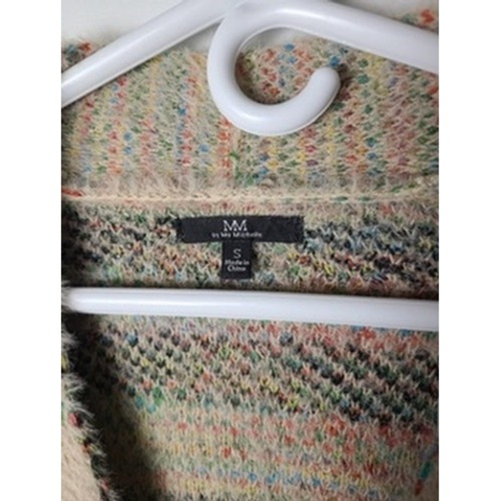 MM by My Michelle Southwestern Eyelash Knit Long Cardigan Sweater Beige Aztec - Picture 3 of 5